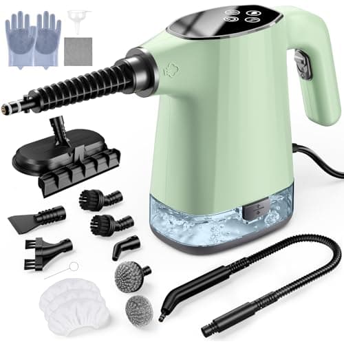 Handheld Steam Cleaner, Portable Steamer for Cleaning with 18PCS Accessories, 12s Fast Heating, Pressurized Steam Cleaner for Home, Kitchen, Bathroom, Car Detailing, Window, and Clothes, Green - Image 1
