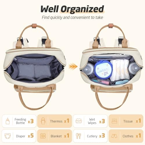 Tonyeee Diaper Bag Backpack, Extra Large Baby Diaper Bag for 2 Kids Twin - Thumbnail 5