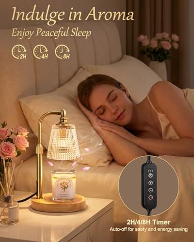 Hong-in Candle Warmer Lamp with Timer Dimmer, Birthday Gifts for Women, House Warming Gifts for New Home, Vintage Room Decor, Adjustable Height Candle Lamp, Wax Warmer for Scented Jar Candles - Thumbnail 5