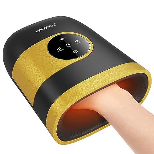 CINCOM Upgraded Hand Massager, Cordless Hand Massager with Heat and Compression for Arthritis, Carpal Tunnel and Stiff Joints, Fathers Mothers Day Gifts (Black & Yellow)