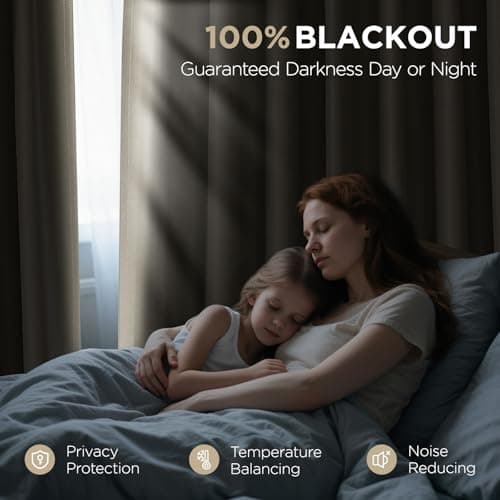 Joydeco Black Out Curtains 72 Inch Long - 100% Blackout Living Room Curtain 2 Panels, Rod Pocket & Back Tabs Thermal Insulated Window Drapes for Bedroom (Linen,52" Wx72 L) - Thumbnail 3