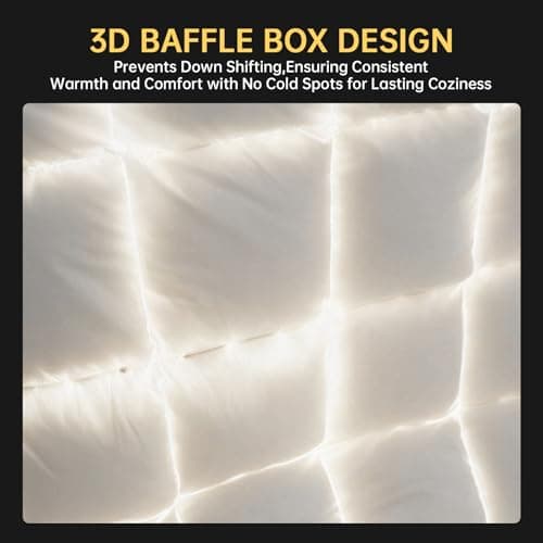 Goose Down Comforters 100% Cotton Shell Twin Size Comforter Luxury Duvet Insert, All Season White Bed Comforter Medium Warmth Goose Down Duvet,430 Thread (Twin 68x90) - Thumbnail 5