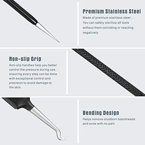 Blackhead Remover Pimple Popper Tool Kit - (6 Piece Kit) - Professional Stainless Pimples Comedone Extractor Removal Tool - Thumbnail 4