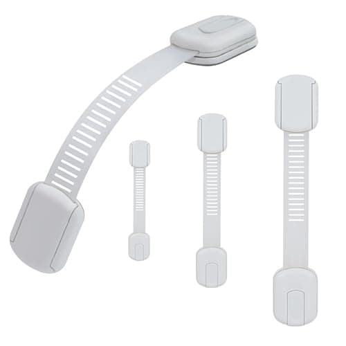 Vkania Child Proof Cabinet Locks - Cabinet Locks Baby Proofing with 3M Adhesives for Refrigerator, Oven, Cupboards, Toilet Seat - Adjustable,Easy Installation,No Drilling (4 Pack)