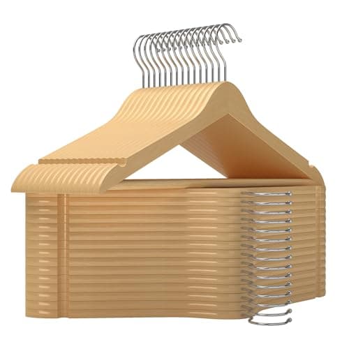 StorageWorks Clothes Hangers, Wooden Hangers 30 Pack for Closet, Wood Hangers for Coats, Shirts, Jackets, Pants, Suits, Natural Wood Color