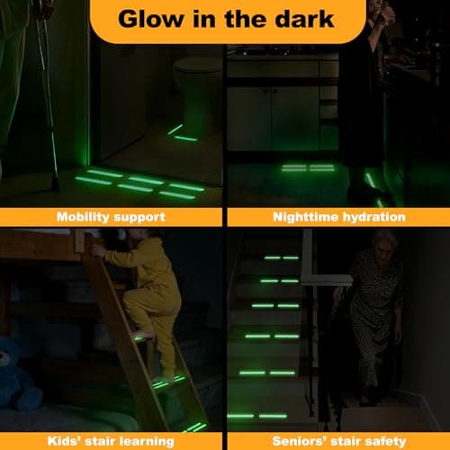 Glow in The Dark Anti Slip Strips – Soft-Texture Safety Tape for Stairs & Floors, Pre-Cut Narrow Strips with Adhesive Backing, Waterproof (0.78" W × 6.5" L) × 36 PCS - Thumbnail 6