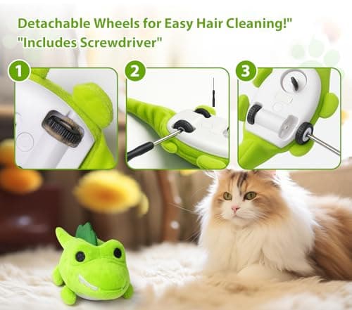 ZeLing HTL Interactive Cat Toys for Indoor Cats – Auto Moving Alligator with 360° Random Movement & Tail Wagging, Rechargeable Cat Exercise Toy with Catnip, Self-Play Fun for Bored Adult Cats-Green - Thumbnail 6