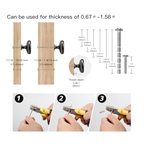 YAGU Modern 10 Pack Dark Grey 1-1/4 Inch Kitchen Drawer Knobs Solid Round Polished Black Cabinet Pulls Dresser Furniture Hardware for Cupboard Wardrobe Closet - Thumbnail 4