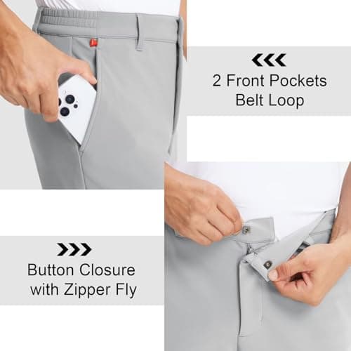 M MAELREG Fleece Lined Golf Pants Men Water-Resistant Workout Casual Outdoor Hiking Insulated Winter Pants for Men Light Grey - Thumbnail 6