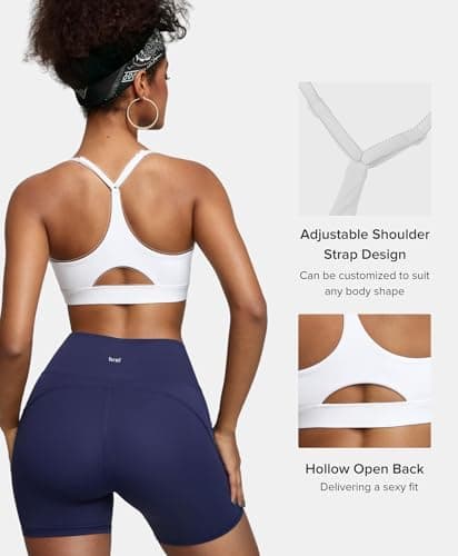 BRXL Sports Bras for Women Sewn in Pads Sport Bras Y Back Low Impact Sports Bra White Sports Bras White M - Thumbnail 2