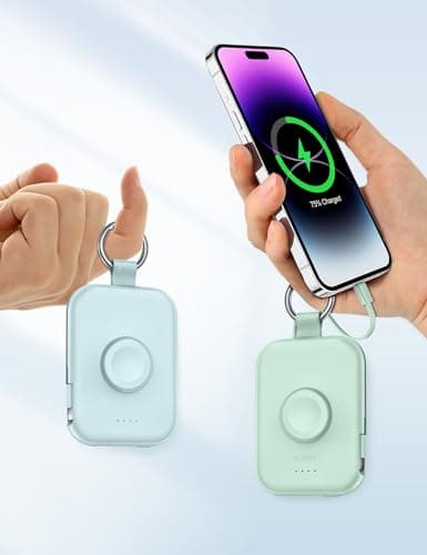 RORRY CharmGo Portable Charger, 5000mAh Portable Charger Power Bank with Built-in Cables, Travel Keychain Battery Pack for Apple Watch and iPhone Air/17/16/15/14/13/12, Purple - Thumbnail 6