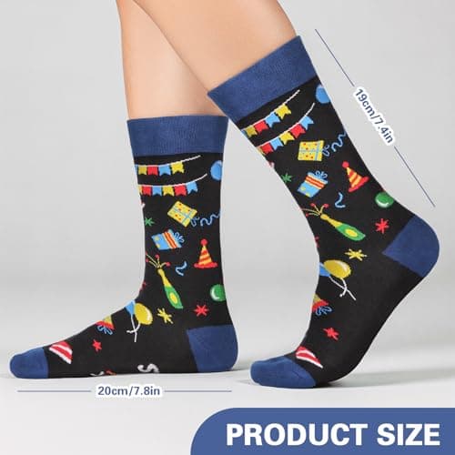 AGIFTMIND Mens Funny Novelty Socks, 60th Birthday Gifts for Him Grandpa Husband, Dad Gifts from Daughter (US, Alpha, One Size, Regular, Regular, 60th-BlackBlue) - Thumbnail 3