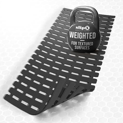 SlipX Solutions Weighted Non Slip Bath Mat for Textured Tub & Shower Surfaces, Patent Pending, Anti Slip Bathtub Safety Without Suction Cups, Doesn’t Float, Works on Tile & Stone 31” x 15”, Black - Image 1
