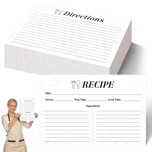 4x6 Inch Kraft Recipe Cards, 110 Sheets Double Sided Pre-lined Thick Card Stock, Compatible with Standard Recipe Boxes, Vintage Cooking Cards for Wedding, Bridal Shower, Kitchen Diaries (White) - Image 1