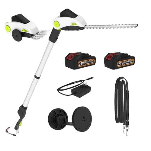 PadPure 2-in-1 Electric Hedge Trimmer Cordless, 2.2-4.5FT Adjustable Detachable Pole Battery Powered Hedge Trimmer with 2X 1.5Ah Batteries & Charger Included for Bush & Shrubs Pruning - Image 1