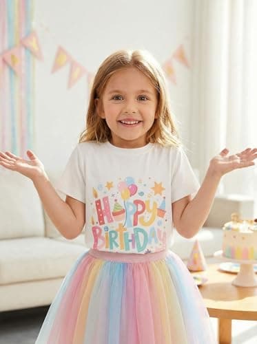 Birthday Girl Shirt for Girls Cute Graphic Tee Short Sleeve Casual Top for Kids Age 5-14 Birthday Party Outfit - Thumbnail 3