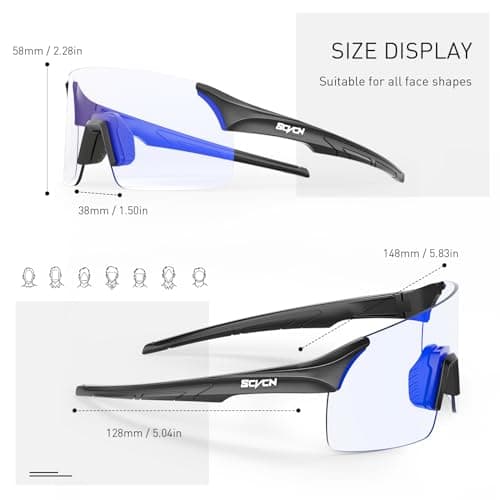 SCVCN Photochromic Cycling Glasses Frameless Sports sunglasses for Men Women - Ideal For Baseball, Bike, Golf, Running - Thumbnail 5