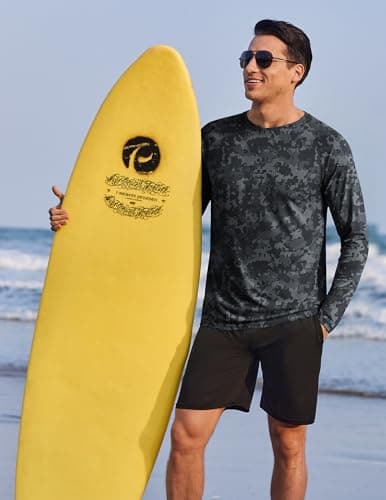 PINSPARK Men's Fishing Shirts Long Sleeve UV Protection Tshirts Lightweight Quick Dry Swimming Shirts Gym Workout T-Shirts Dark Grey - Thumbnail 3