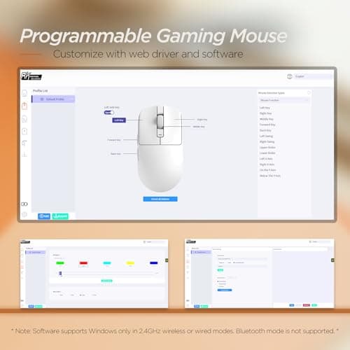 RK ROYAL KLUDGE RK MO3 Wireless Gaming Mouse, 48g Lightweight Computer Mouse, Bluetooth/2.4G/Wired Rechargeable PC Game Mice with Programmable Buttons and Silent Clicks, 6000 DPI for Laptop/Mac, White - Thumbnail 6