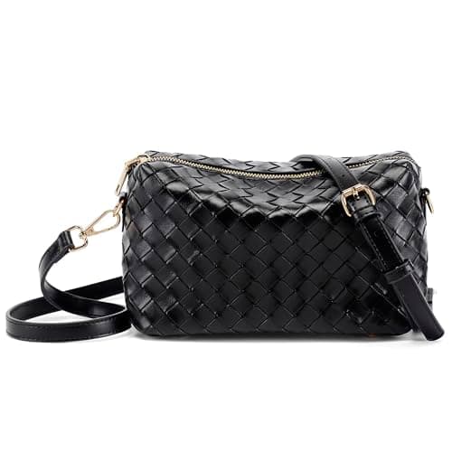 Kiss Sea Woven Crossbody Bag for Women Small Crossbody Purse Leather Clutch Purse with Adjustable Strap for Everyday Use - Image 1