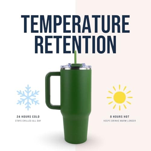 Hogg Big Swig 40 oz Tumbler with Handle and Straw - Hunter Green, 40oz Insulated Stainless Steel, Water Tumbler with Straw, Water Cup with Handle, Versatile Leak Proof Lid - Thumbnail 2