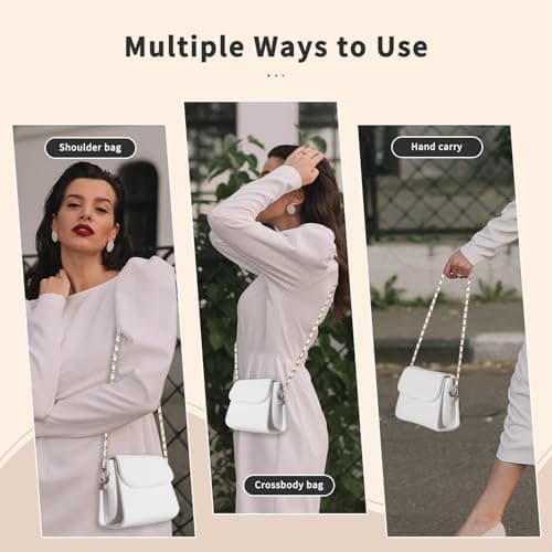 U+U Purse Chain Strap, 47" Purse Straps Replacement, DIY Purse Chain Accessories, Crossbody Bag and Handbag Strap with Metal Buckles (White & Gold) - Thumbnail 3