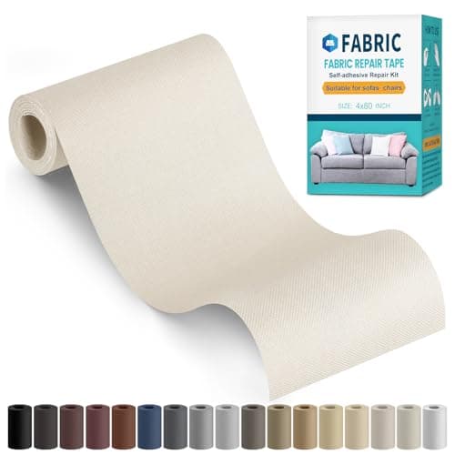 Sgooyir Fabric Repair Tape, Self-Adhesive Couch Patch Repair Fabric Patches for Furniture, Couch Repairing Kit Tape for Upholstery, Carpets, Chairs, Sofas, Pillows Linen 4x80 Inch Pale Yellow - Image 1