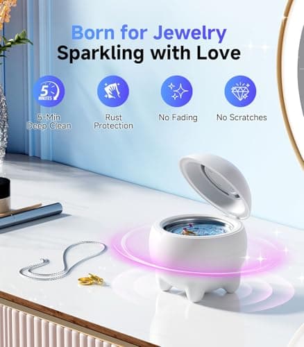Ultrasonic Jewelry Cleaner Machine, 45KHz Retainer Cleaner Ultrasonic Professional for Dentures, Ring, Earrings Sterling Silver Deep Cleaning with 4 Modes, Timer, Low Noise, 304 Stainless Steel Tank - Thumbnail 4