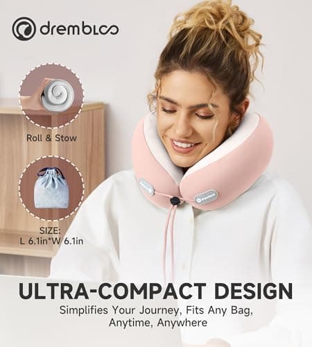 drembloo Neck Pillow Airplane, Premium Memory Foam Cooling Travel Pillows for Sleeping, Adjustable Flight Sleep Pillow with Comfortable Breathable Cover, Portable Plane Accessories - Thumbnail 5
