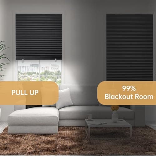 Changshade 6-Pack Temporary Blackout Paper Blinds for Window, Cut to Size Adhesive Paper Shades, Stick on Pleated Blinds,No Drill Easy Install,36" W x 72" H,Black - Thumbnail 3