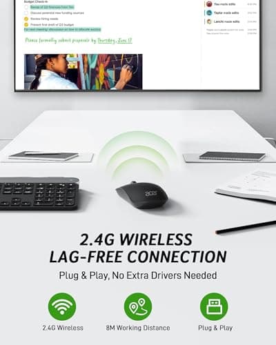 Acer Computer Mouse Wireless, 2.4G Slim USB Wireless Mice with USB Receiver, Small Sized Hands, 800/1200/1600 Adjustable DPI Optical Laptop Mouse with 4 Buttons, Portable for Laptop, Desktop, PC - Thumbnail 3