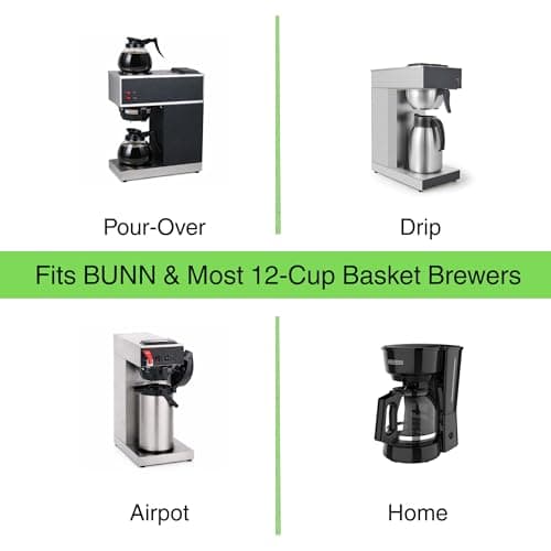 Pine & Pebble® 12-Cup Large Commercial Coffee Filters, 500 Count | Tall-Walled Basket Style (9.84" x 4.33") | No Grounds, No Mess | Fits BUNN & Standard Coffee Makers | Bulk for Cafés & Offices - Thumbnail 2