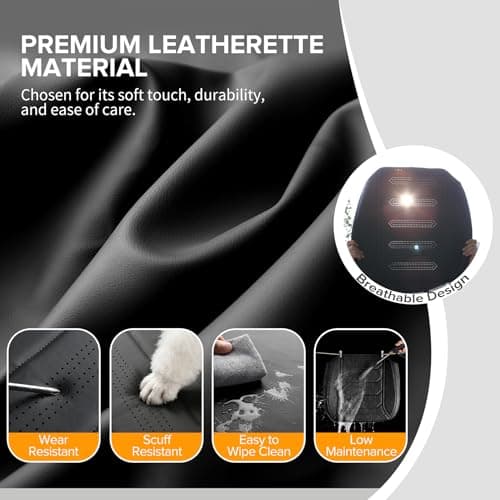 CAPITAUTO 2 Pack Bottom Car Seat Cover, Dual Storage Pockets Luxury Faux Leather Front Seat Covers for Cars, Super Breathable, Anti-Slip, Full Wrapping Edge - Fit for Most Sedans SUV Trucks (Black) - Thumbnail 6