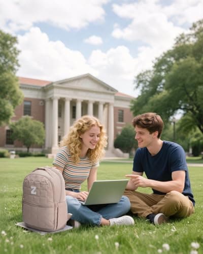 WANDF Initial Laptop Backpack for Women, Quilted Puffer 14 Inch College Backpack, Personalized Water-Resistant Travel Backpack Daypack (Khaki Z) - Thumbnail 5