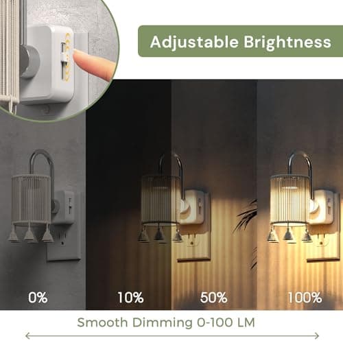 L LOHAS LED Night Lights Plug into Wall, Boho Fabric Cylinder Night Light with Tassel, 0-100LM Dimmable Night Lights, Dusk to Dawn Sensor, Vintage Nightlight for Bedroom, Living Room, Hallway - Thumbnail 3