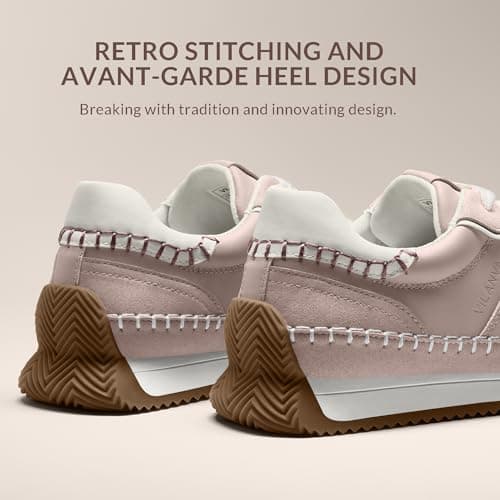 Vilanva Women's Pink Fashion Sneakers Casual Tennis Shoes with Non-Slip Retro Gum Sole Ladies Walking Trendy Footwear Size 7 - Thumbnail 5