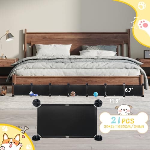 Under Couch Blockers for Pets, 6.7" Height-248 Length in Total Couch Blockers, Keep Dogs Off Couch Sofa, Durable Detachable Under Couch Toy Blocker with Strong Tape, Black - Thumbnail 4