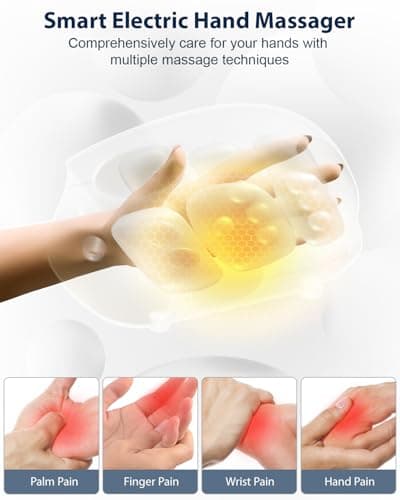 CINCOM Cordless Hand Massager with Heat and Compression, White - Thumbnail 2