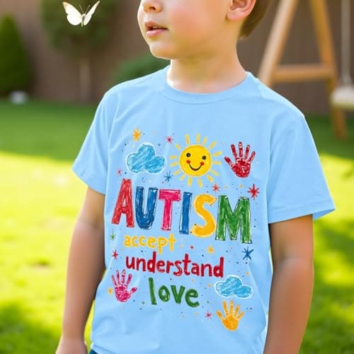 Autism Awareness Shirt Kid-Girls Autistic Month Tee Tops Autism Accept Understand Love Short Sleeve Boy Teen Toddler - Thumbnail 5
