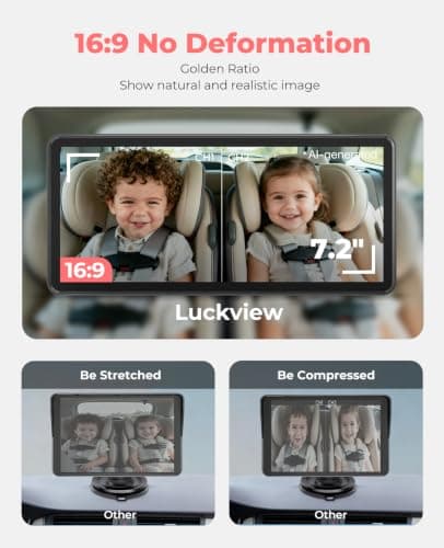 LUCKVIEW BM5PRO 7.2" Dual Camera Baby Monitor, 1080P HD Display for 2 Kids, Night Vision, Easy Install Car Baby Monitor, Ideal Gift, Rear Seat Safety for Babies & Pets - Thumbnail 3