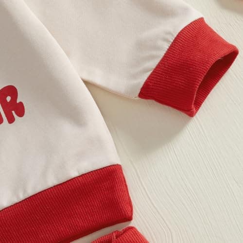 TheFound Toddler Boys Valentine's Day Outfits Heart Truck Print Long Sleeve Sweatshirts Top Long Pants Newborn Baby Clothes (Red, 18-24 Months) - Thumbnail 6