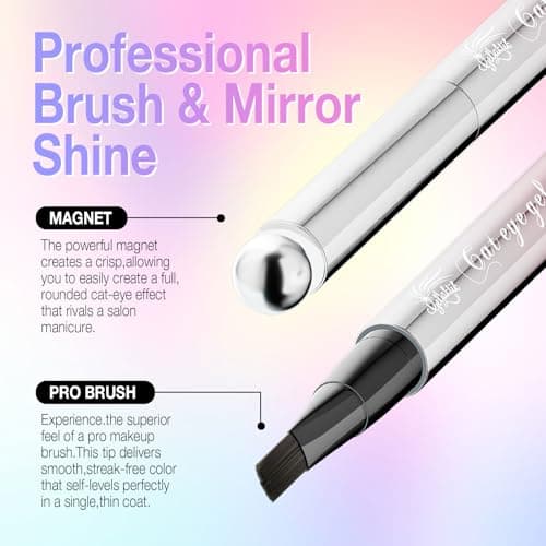 GELLAKTIK 7-in-1 Cat Eye Gel Nail Polish Pen, One Step Magnetic Gel Polish with Detachable Magnet, No Base/Top Coat Needed, Red Gel Nail Polish Glassy Soak Off UV LED Nail Art DIY Home Salon - Thumbnail 4