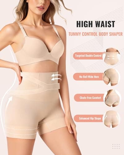 ForeverShaper Shapewear for Women Tummy Control Shorts High Waist Body Shaper Thigh Slimmer Butt Lifting Stomach Shapewear Shorts Under Dress Girdle - Thumbnail 2