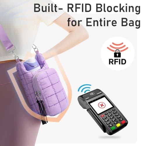 WOOMADA Water Bottle Holder RFID Crossbody Bag for Women, Ideal for Walking, Hiking, Cycling（lavender） - Thumbnail 4