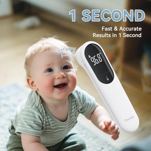 Berrcom Dual Probe Forehead Thermometer - No Touch Digital Thermometer for Adults, Kids, Babies with LED Display, Fever Alarm & Fast Reading - Thumbnail 2