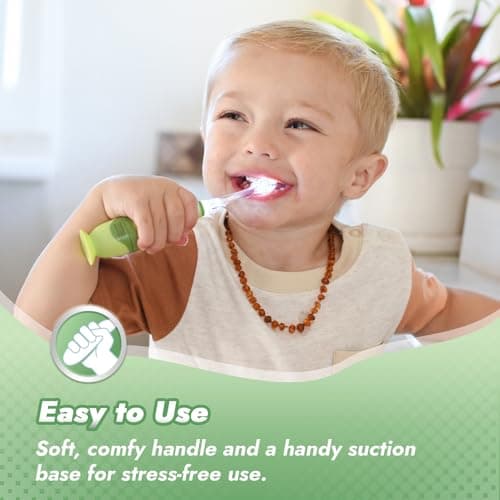 Papablic Toddler Sonic Electric Toothbrush Kids for Ages 1-3 Years, Baby Electric Toothbrush with Cute Dino Cover and Smart LED Timer, 2 Brush Heads (Max) - Thumbnail 6