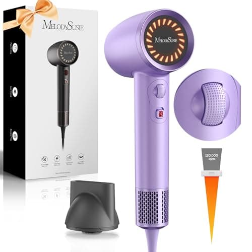 MelodySusie Hair Dryer,1600W Professional Ionic Hair Dryer for Fast Drying, 120,000 RPM High Speed Hair Blow Dryer with Nozzle for Home Salon Travel Without Hair Damage - Image 1