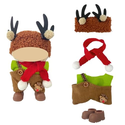 Ezcora 5 Pack Christmas Doll Clothes Set for 17cm Doll – Santa, Reindeer, Snowman Costumes with Shoes, Scarves & Glasses Accessories, (No Dolls) (Christmas Outfit) - Thumbnail 4