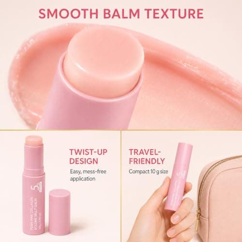 PDRN Pink Collagen Multi Balm Stick – Collagen Plumping Formula with NAD & Vitamin E | Hydrating Non-Greasy Balm for Face Lips Eyes Neck Body, Travel Size 1 Pack - Thumbnail 6