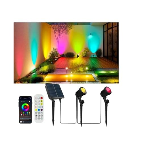 AurNyvaMay Smart Landscape Spotlights,Solar Low Voltage IP67 Waterproof Outdoor Spot Lights Compatible with APP/Remote Control Color Changing Lights for Yard Garden Pathway Lawn Tree Festival 2pack - Image 1